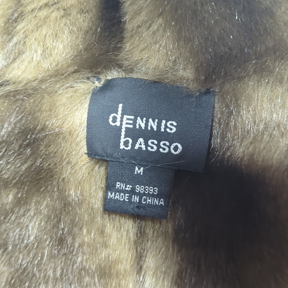 Dennis Basso Women Brown‎ Tan Long Sleeve Fur Inner Shell Coat Faux Medium - Picture 6 of 15